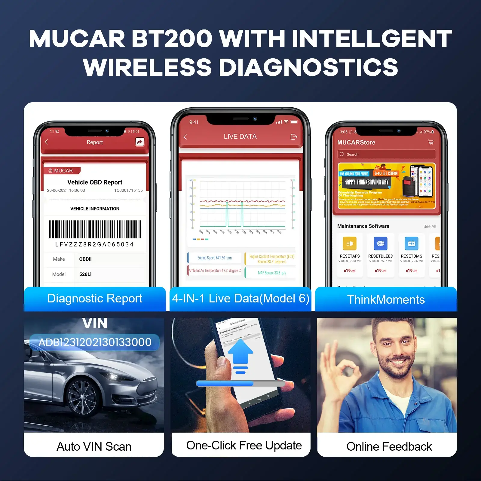 MUCAR BT200 Pro Bluetooth OBD2 Diagnostic Tool - Image 7