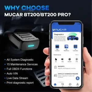 MUCAR BT200 Pro Bluetooth OBD2 Diagnostic Tool