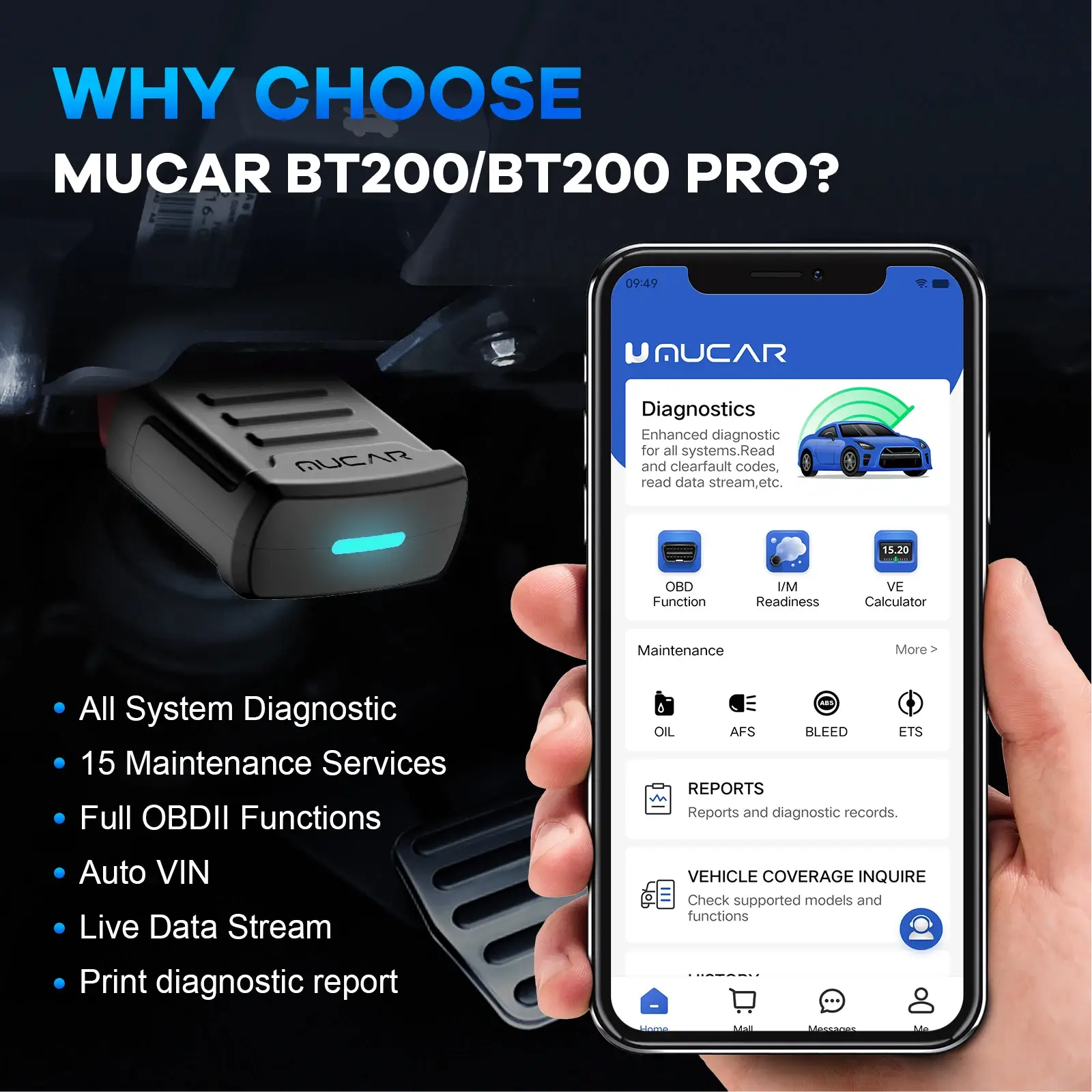 MUCAR BT200 Pro Bluetooth OBD2 Diagnostic Tool - Image 3
